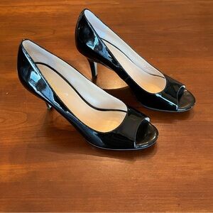 Cole Haan Air Lainey Black Patent Peep Toe Pump Ladies dress Heels 7.5 B